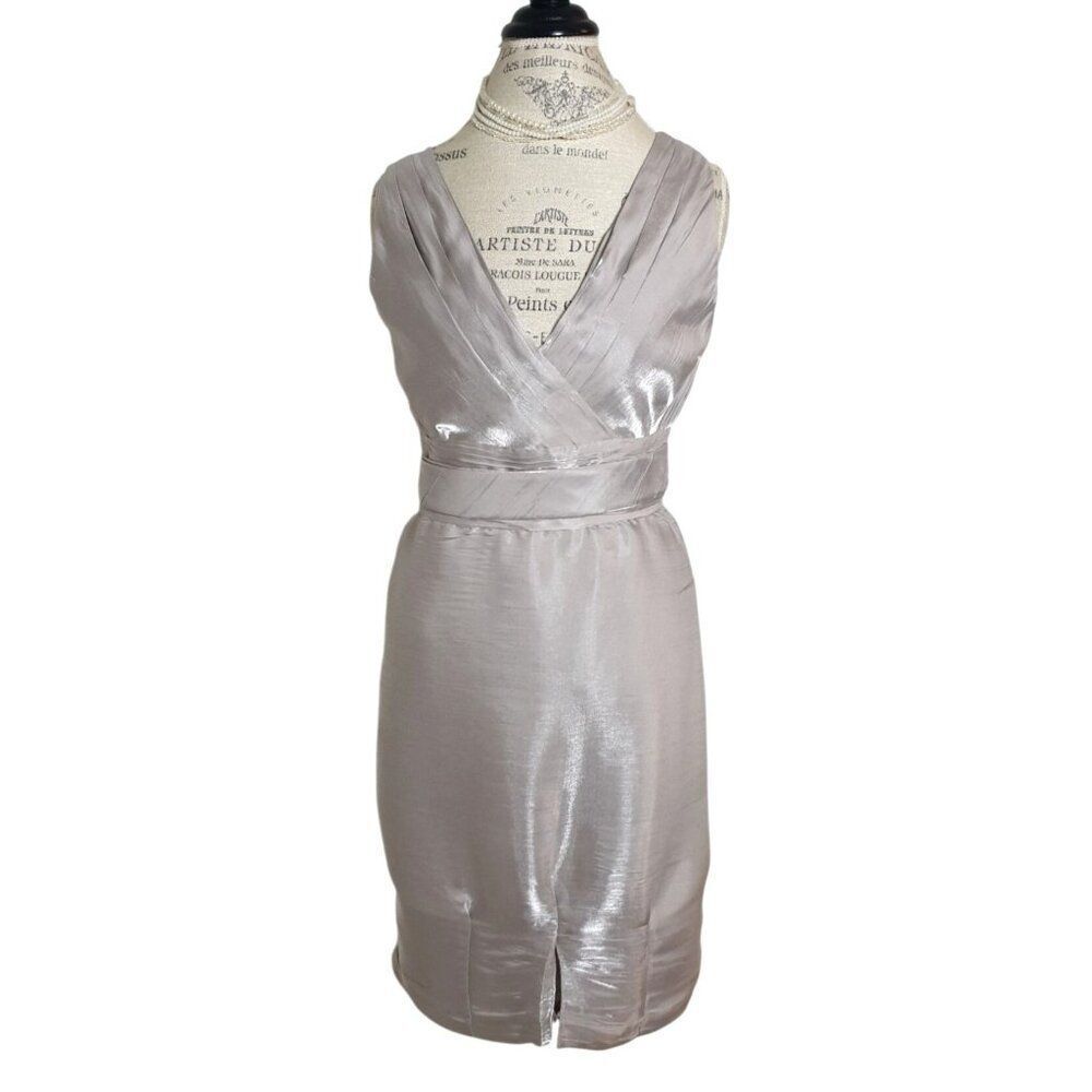 Antonio Melani Sleeveless Cocktail Dress 8 Silver Crossover Bodice Evening Party